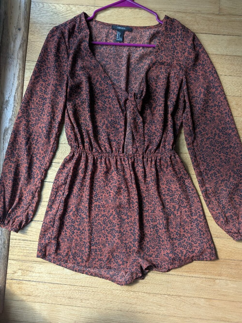 Forever 21 red & black patterned, floral romper